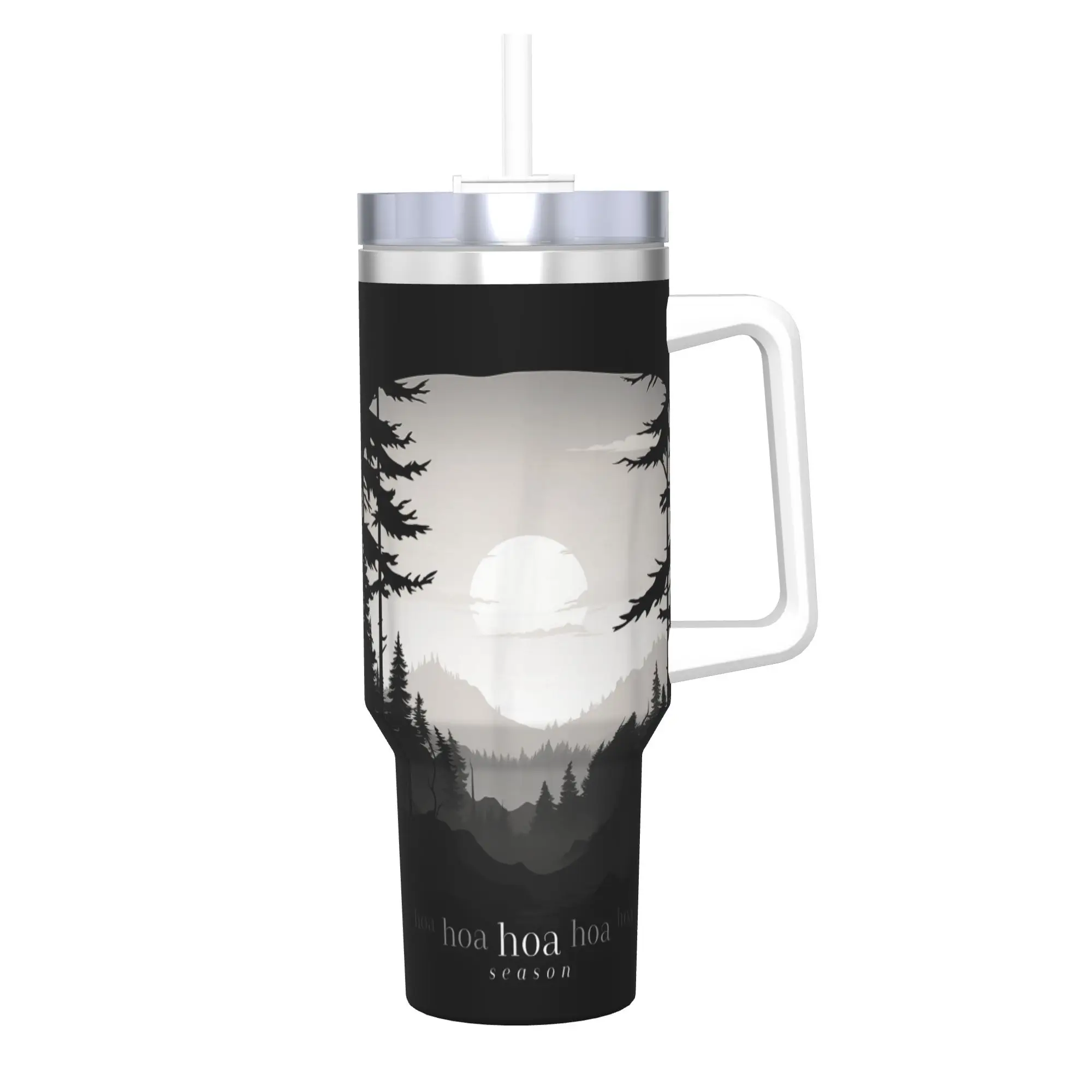 

40oz Twilight Hoa Season Autumn Vacuum Insulated Tumbler Fall Mist Trendy with Straw Lid Mug Stainless Cup Travel Ergonomic