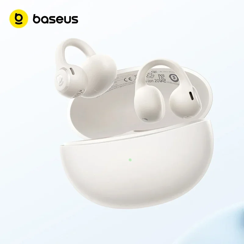 Baseus Bass BC1 Lite Open Ear Earbuds Clip-On Headphones Open-Ring Comfort with 2-Mic Clear Calls, IP55 Waterproof, 45H Playtime