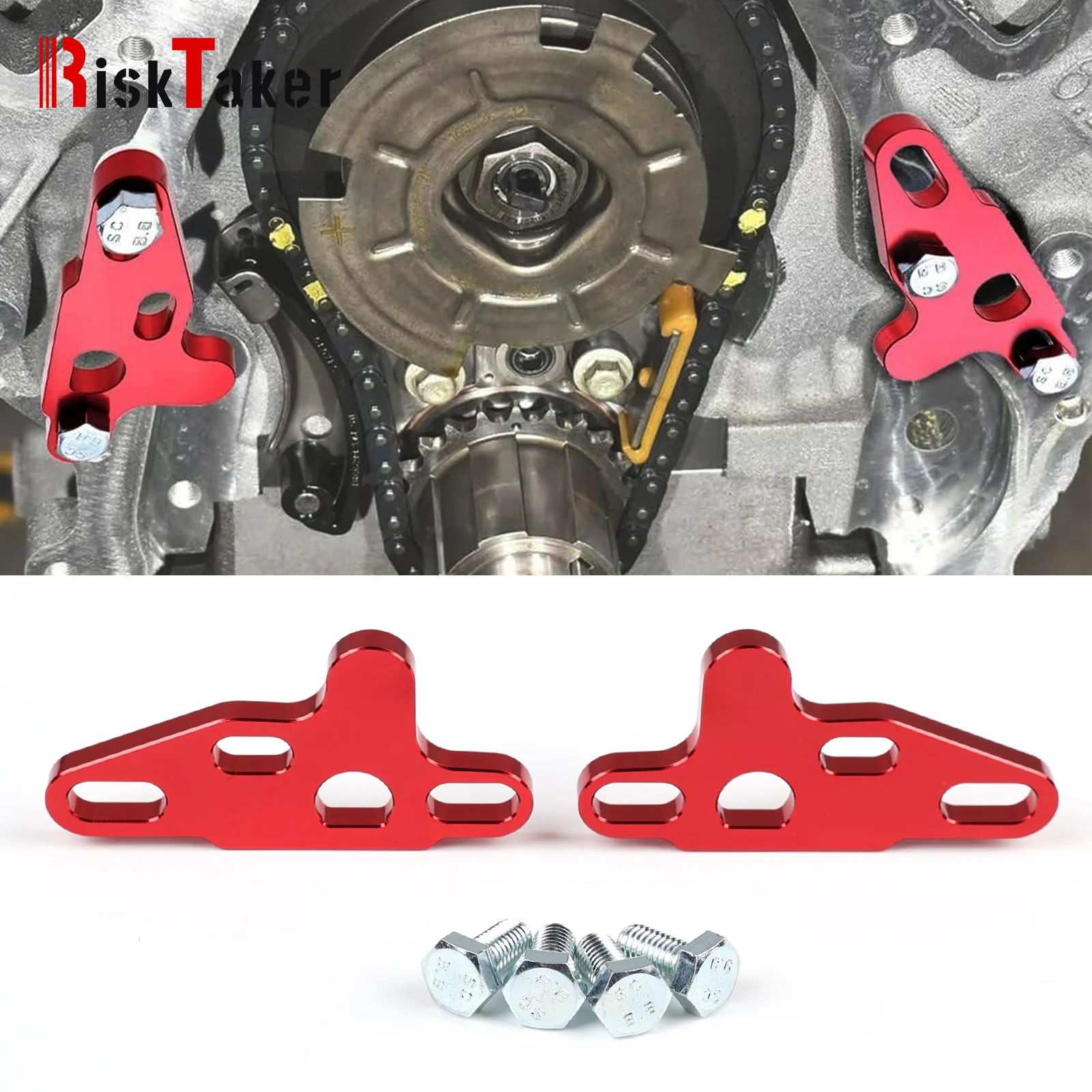 Ferramenta de alinhamento da bomba de óleo RiskTaker 2 peças, kit de guia da bomba de óleo, compatível com motores Gen V Lt1, Lt4, Lt5, L83, L86, L87 (vermelho)