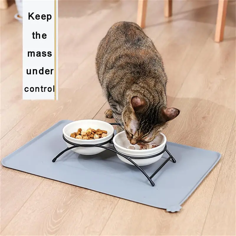 Waterproof Pet Mat For Dog Cat Solid Color Silicone Pet Food Pad Bowl Drinking Mat Dog Feeding Placemat Easy Washing Nontoxic