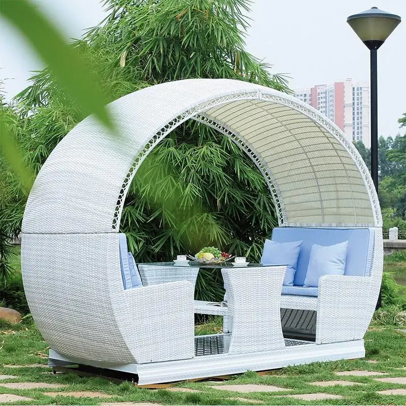 Outdoor rattan woven sofa creative tables and chairs for leisure courtyard sunrooms and hotel outdoor woven rattan sofa sets