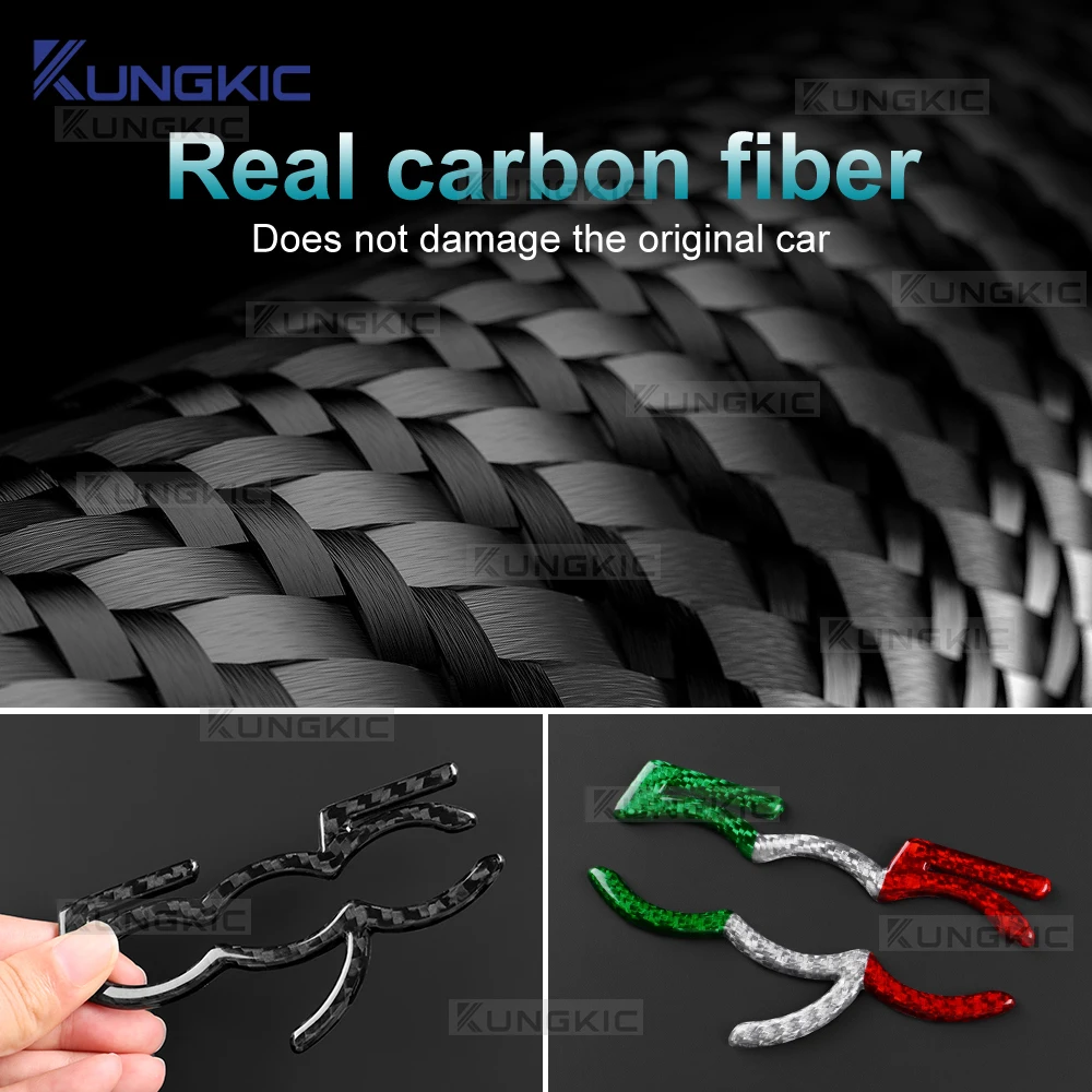 Hard Dry Carbon Fiber For Abarth 595 2007 2008 2009 2010-2024 Fiat 500 Tricolor Car Dash Badge Conversion Dashboard Trim Sticker