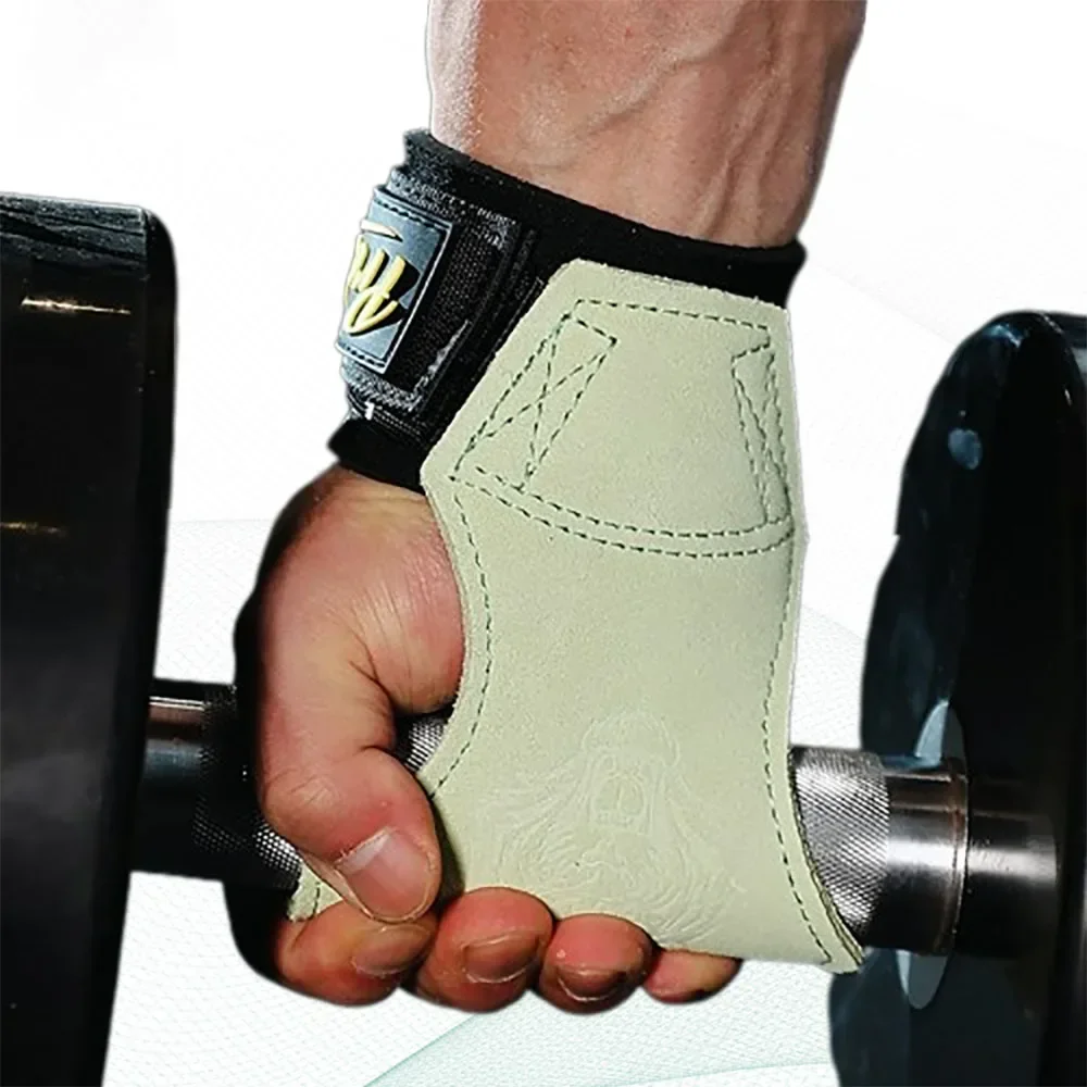 1Par de guantes de fitness de piel de vaca correas Guantes de gimnasio Agarres Antideslizante Peso Power Belt Almohadillas de elevación Cinturón de