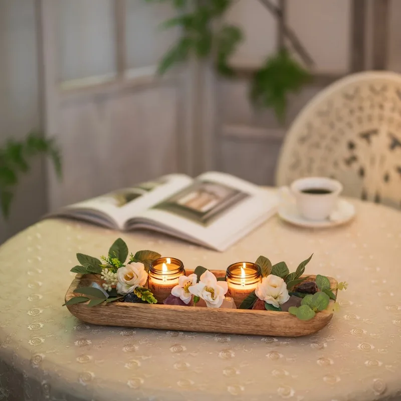 New wooden tray restaurant bread fruit rectangular decorative bowl wooden surface tray candle decorative plate