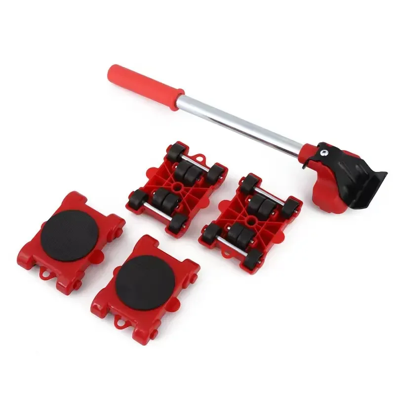 5Pcs/Set Heavy Duty Furniture Lifter Mover Roller with Wheel Bar Moving Device Lifting Helper Furniture Moving Transport Tool