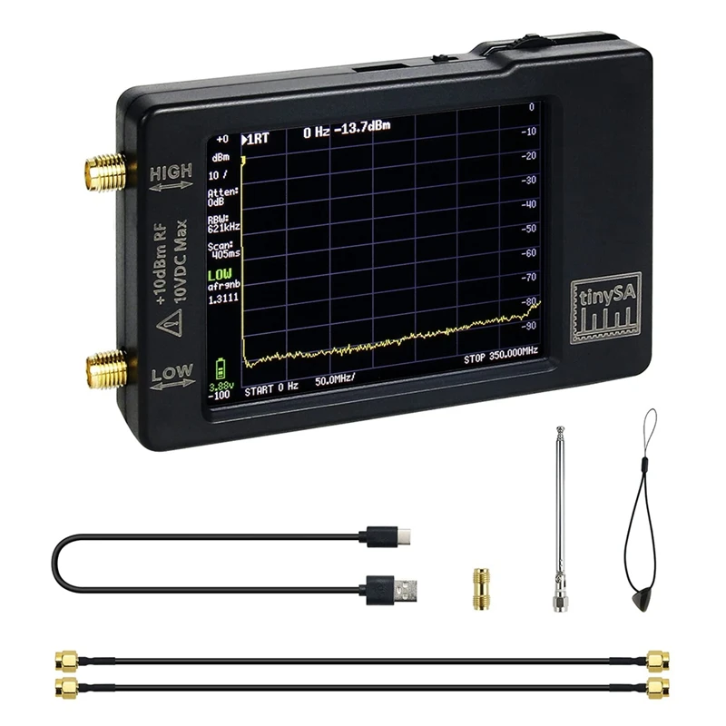 

Tinysa Spectrum Analyzer, Handheld RF Spectrum Analyzer 2.8 Inch Display Built-In Battery, ESD Protect Function