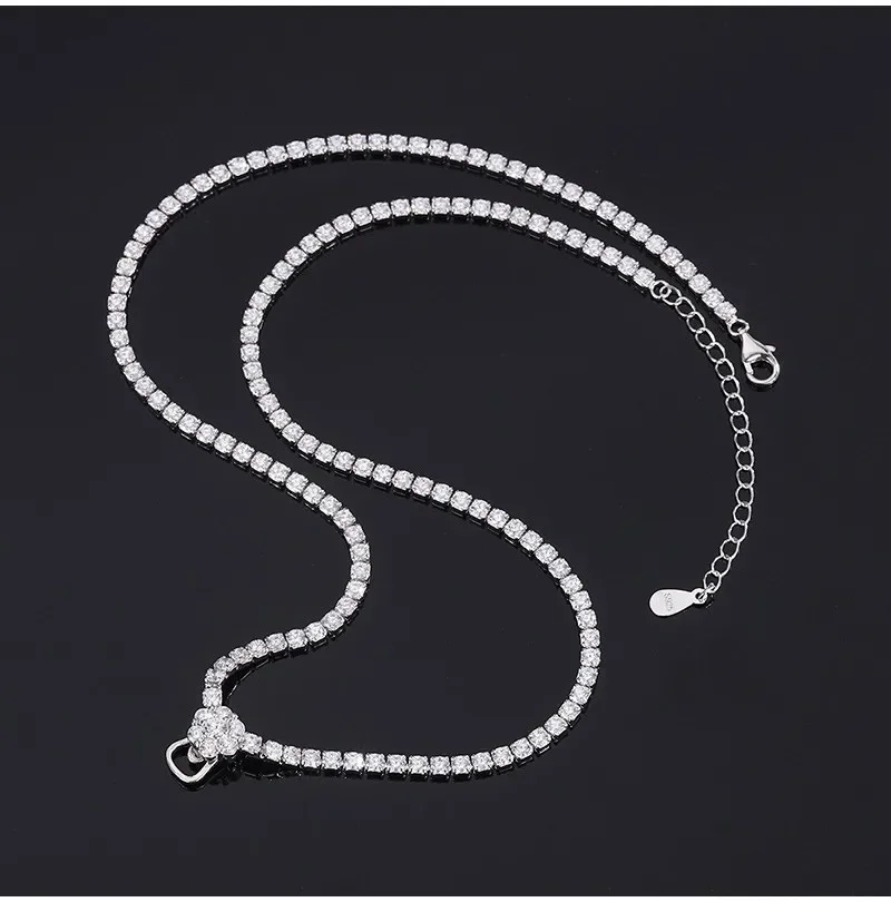 High Top Full Diamond Necklace 925 Silver Sweater Chain Imported High Carbon Diamond Luxury Wedding Jewelry for Women