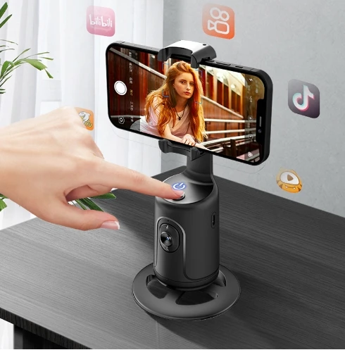 2024 Hot Selling Fully Automatic Selfie Video Live Streaming Gimbal 360 Rotation and Automatic Face Tracking Easy To Carry