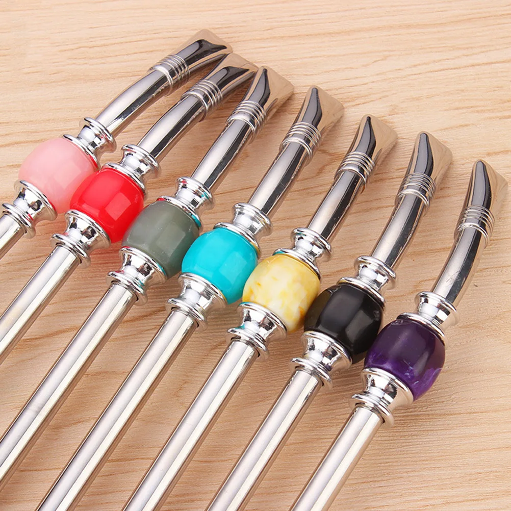 

2 Pcs Stainless Steel Straw Set with Spoon Flat Head Filter Hole Purple Color Easy Clean Drinking Straw Package