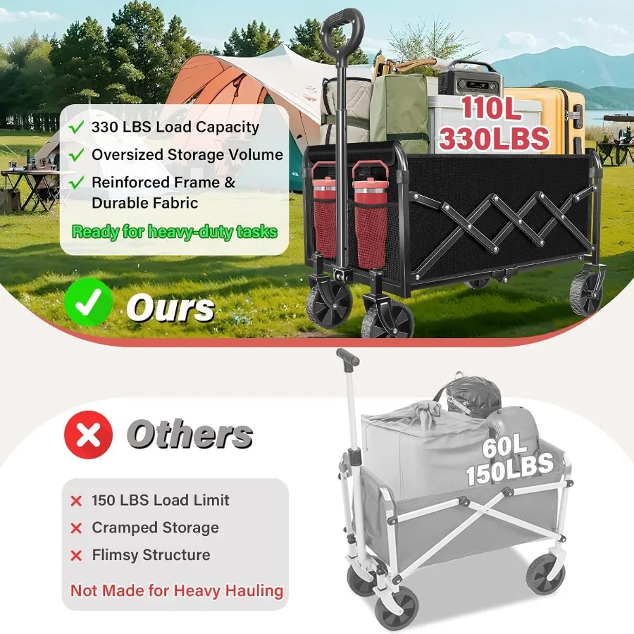 عربة عربة قابلة للطي للتخييم على الشاطئ والرياضة والحديقة عربة أدوات خفيفة الوزن محمولة قابلة للطي مع تصميم عجلات قابل للطي fo #3