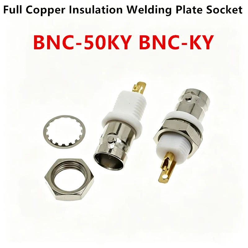 1PCS BNC-50KY Full Copper Insulation Welding Plate Socket BNC-KY White Glue BNC Panel Socket Q9-50KY Oscilloscope Socket