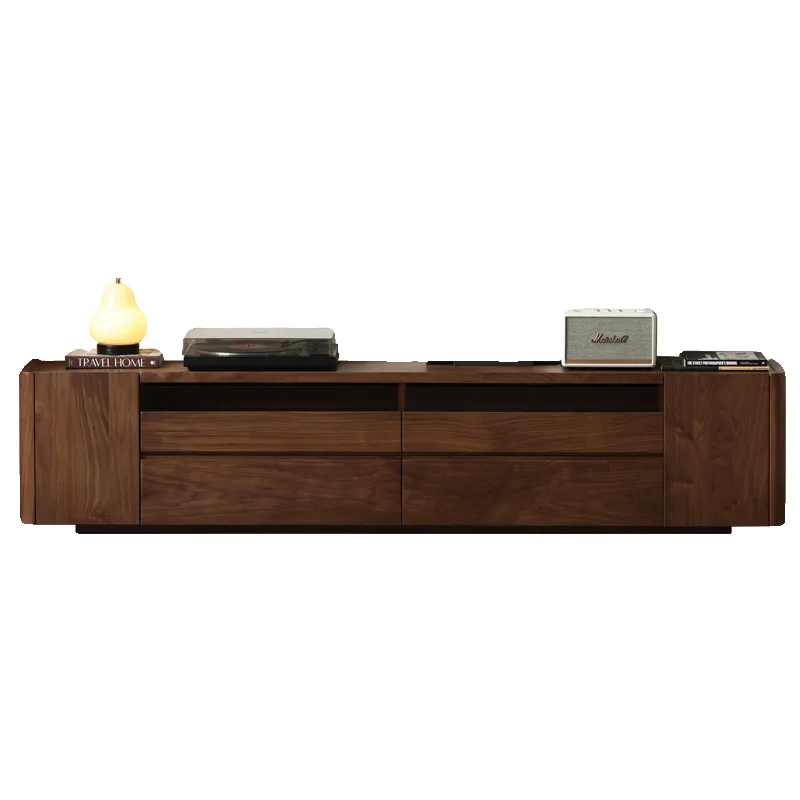 

North American black walnut all-solid wood TV cabinet Nordic simple living room home TV cabinet storage