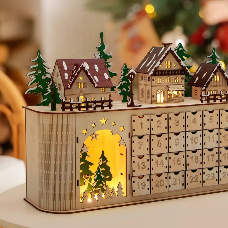 20 0piece.Custom.House Countdown Advent Calendar Wooden box desk calendar