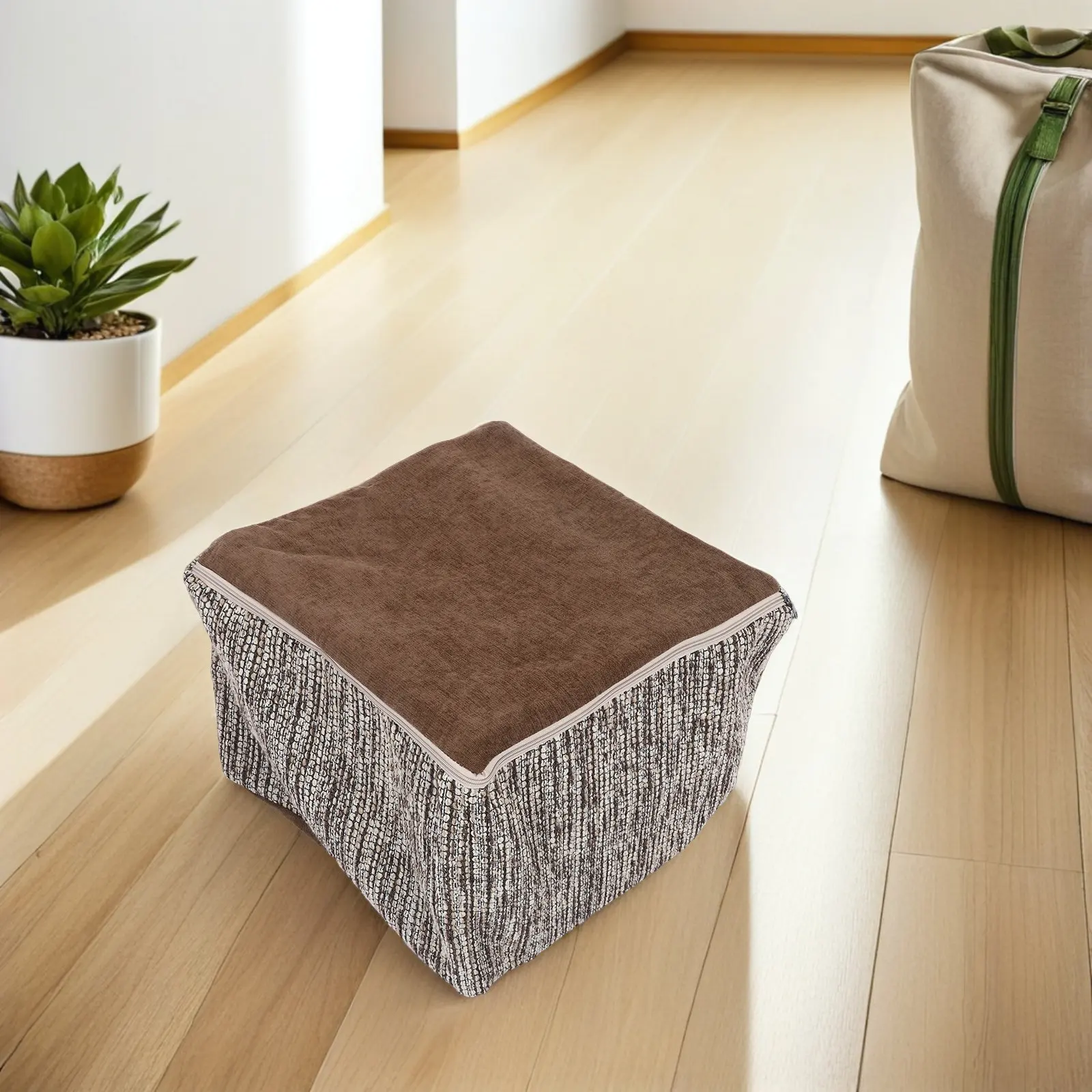 

Anti-Scratch Cotton Footstool Cover 52x52x35cm Removable Washable Non-Slip Ottoman Chair Protector Dustproof Home Decor Storage