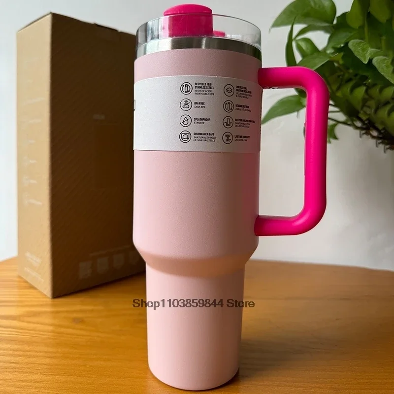 40 oz  Cup Straw Car Travel Mugs Coffee Tumbler Cups for With Handle Insulated Stainless Steel Lid