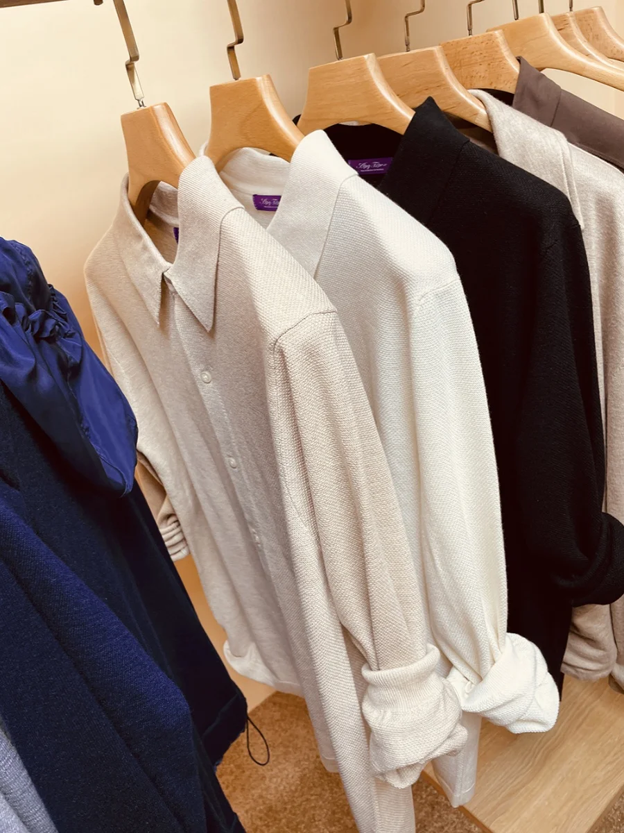 Soft Wool Silk Knitted Shirt Jacket for Men Collared Lightweight Comfortable Autumn Winter Fashionable  Color Youth Style