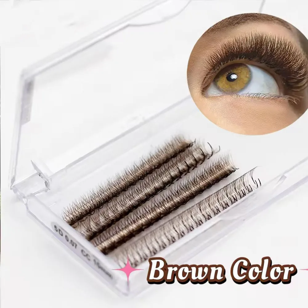 

Brown Colored Premade Loose Fans 3D 5D 6D 8D Curl 500 Fans Thin Pointy Base Lash Extensions 8-15mm Mixed Russian Volume Lashes