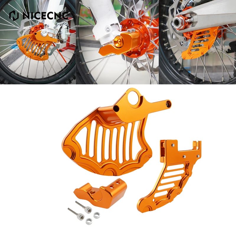 Motorcycle Front Rear Brake Disc Guard Right Fork Leg Protector For KTM 125 250 300 350 450 500 530 EXC MXC SX XC XC-W 2003-2014