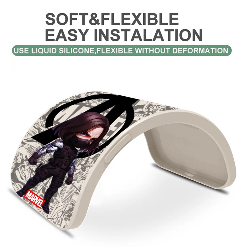 Capa de telefone de silicone líquido Bucky Barnes e Capitão América, capa para Xiaomi Mi 13, 12, 12s, Mi 11, 11T, 10S, 10 Pro, Ultra Lite