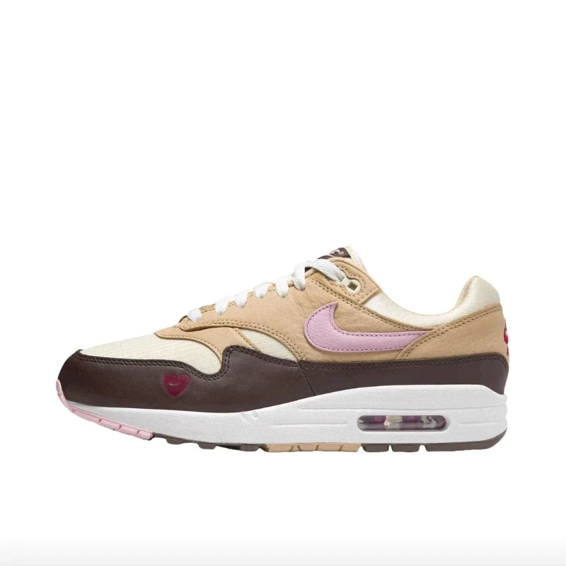 

Nike Air Max 1 Men and Women Running Shoes, Breathable, Retro Style,Anti-Slip, Lightweight, Casual Sneakers, White and Brown