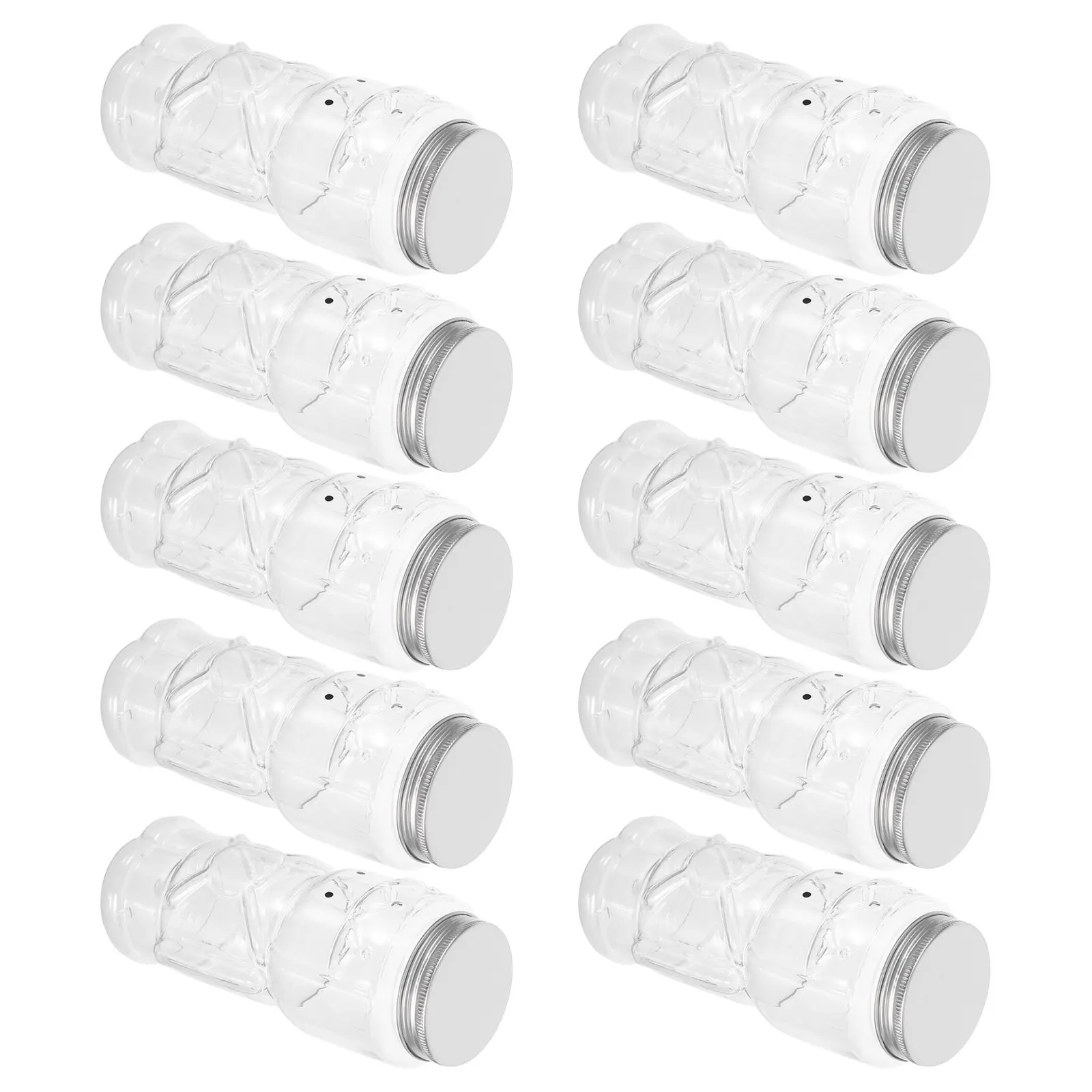 

10Pcs Clear Nutcracker Drink Bottles Christmas Transparent Milk Tea Candy Containers Holiday Use Clear Bottles with Caps