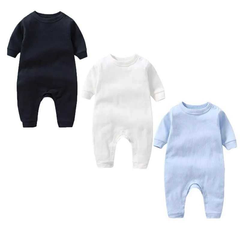 

Newborn Baby Clothes Boy Girl Jumpsuits 100% Cotton Onesies Solid Color Long Sleeve Bodysuit Suitable for Infant Crawling Suit