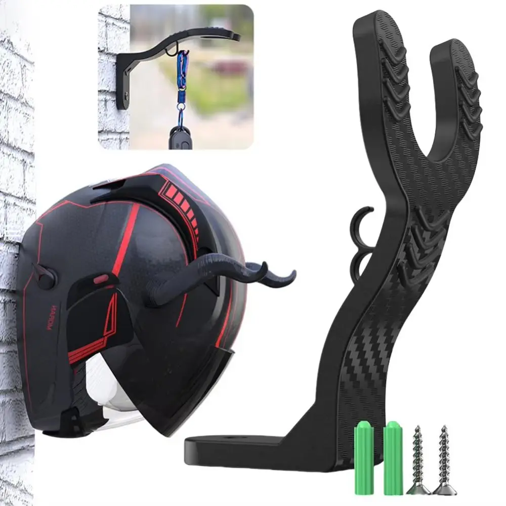 3PCS Wall Mount Motorcycle Helmet Hook Racks Multipurpose Practical Storage Shelf with Installation Accessories Durable