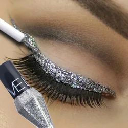 Pearlescent Glitter Diamond Liquid Eyeliner Shimmer Silver Color Waterproof Long Lasting Easy to Wear Eye Pencil Korean Makeup