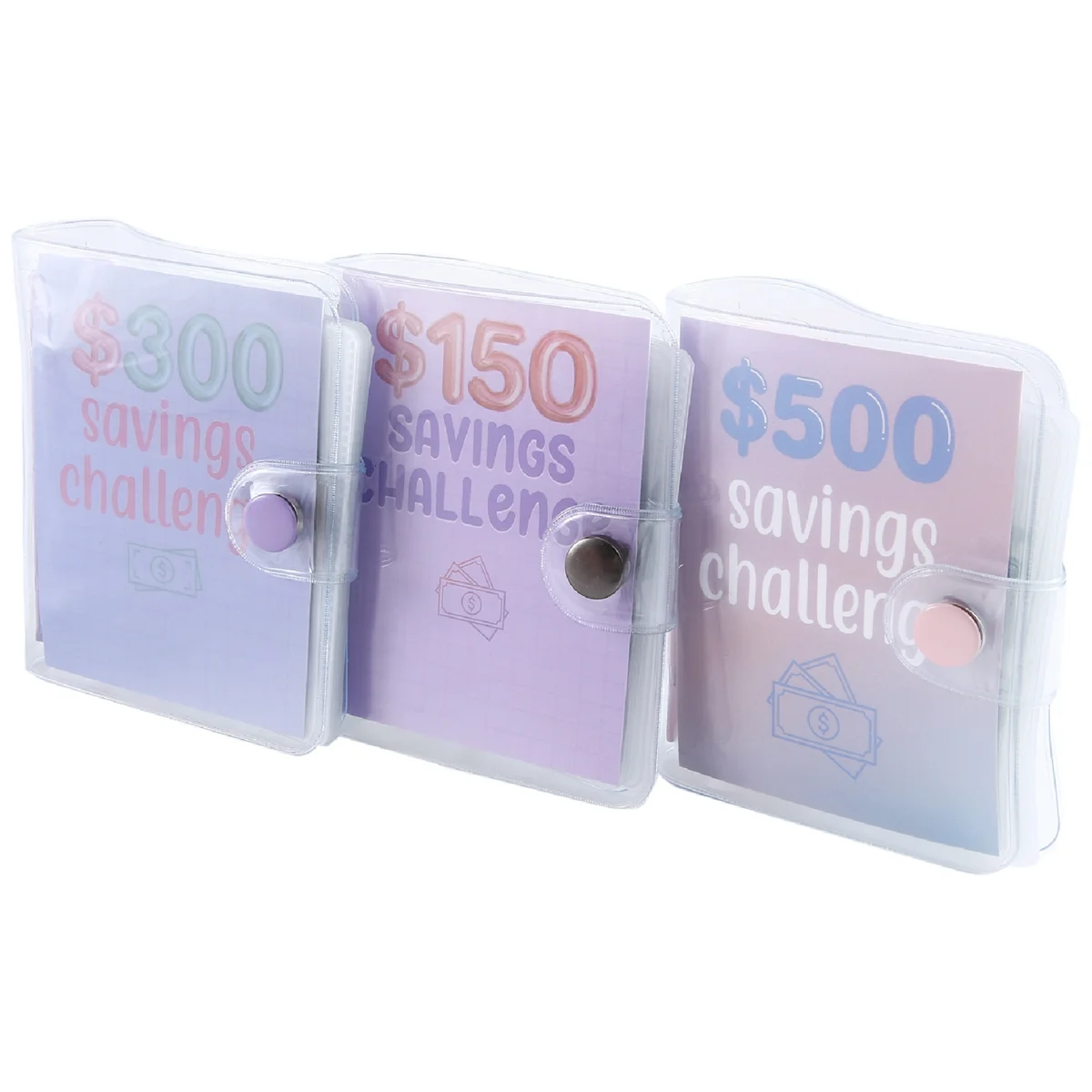 3Pcs Mini Binder Savings Challenge 150/300/500 Saving Money Budgets Cash Envelope Wallet Budget Binder Notebook Budget