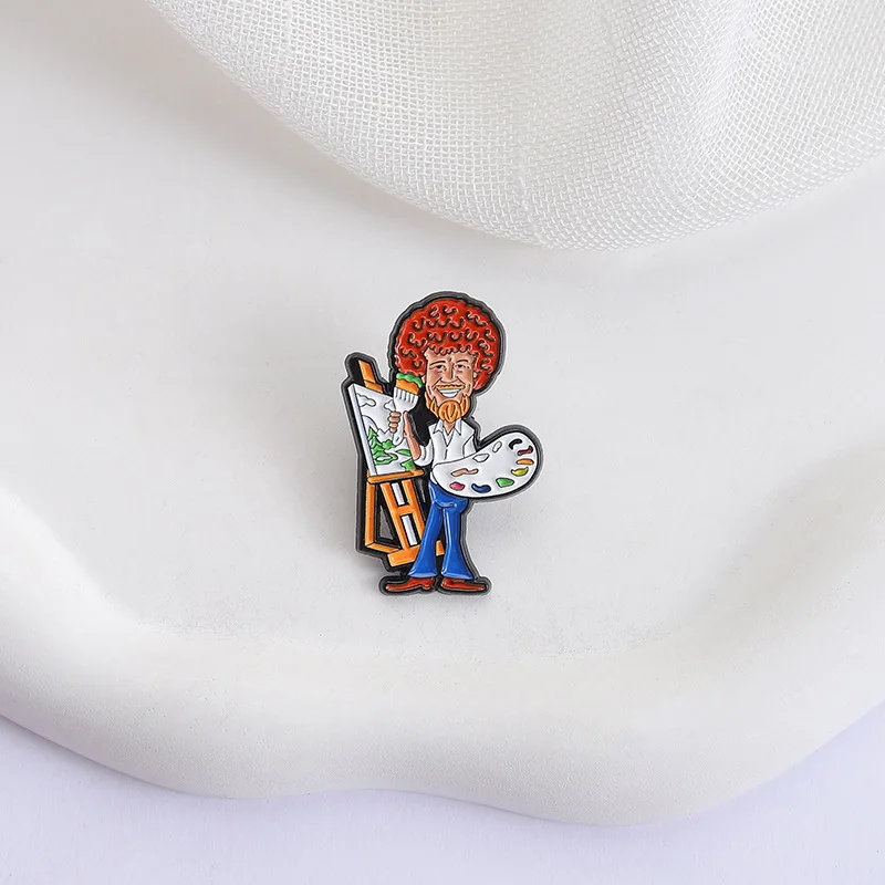 Creative cartoon cute curly hair men Enamel Pin Anime Character Male Painter brooch Lapel Backpack Badge Jewelry Gifts