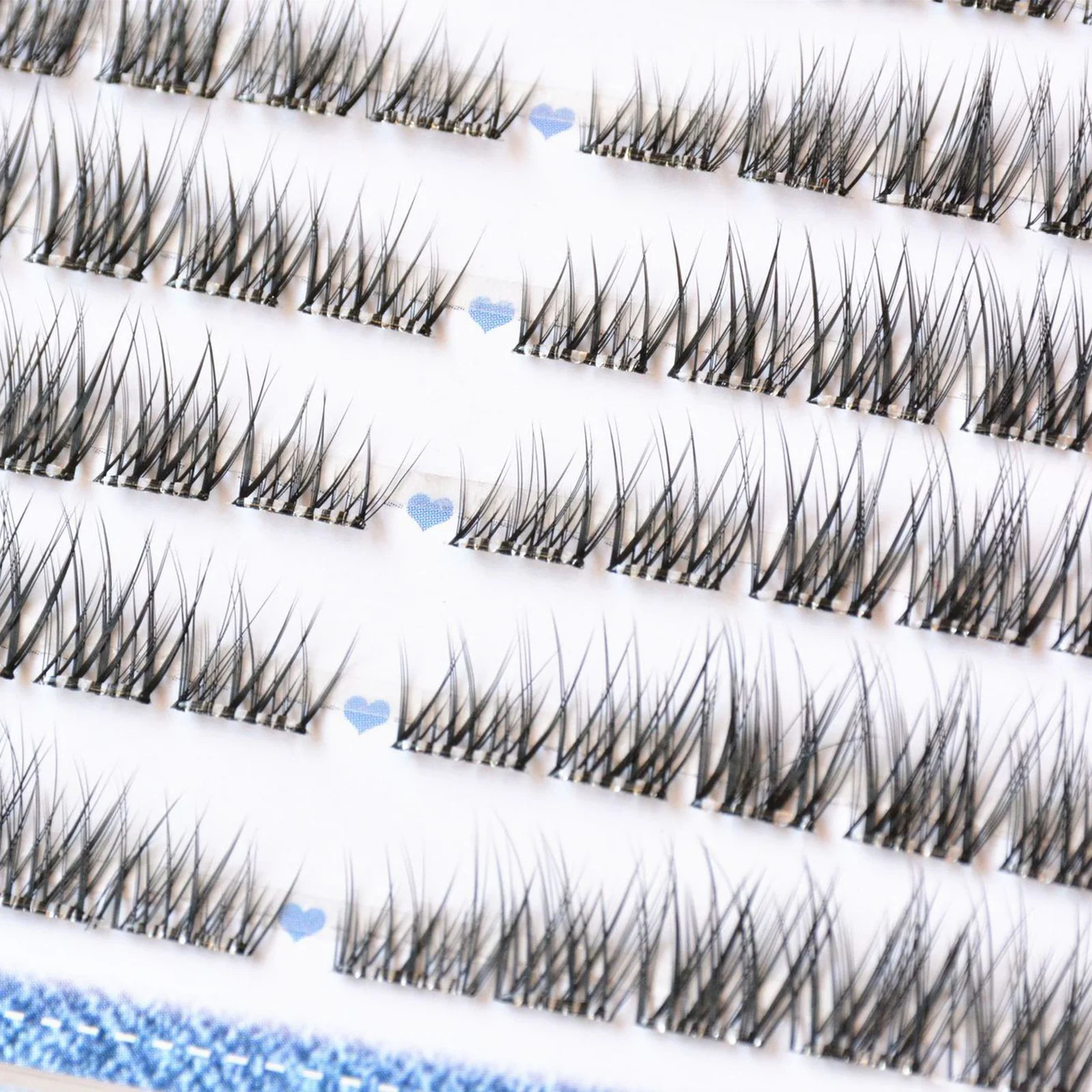 韓国風ナチュラルつけまつげ 7-13mm クラスターラッシュ 酸素通気性 Cカール アイメイク用 プロ仕様 上下まつげ