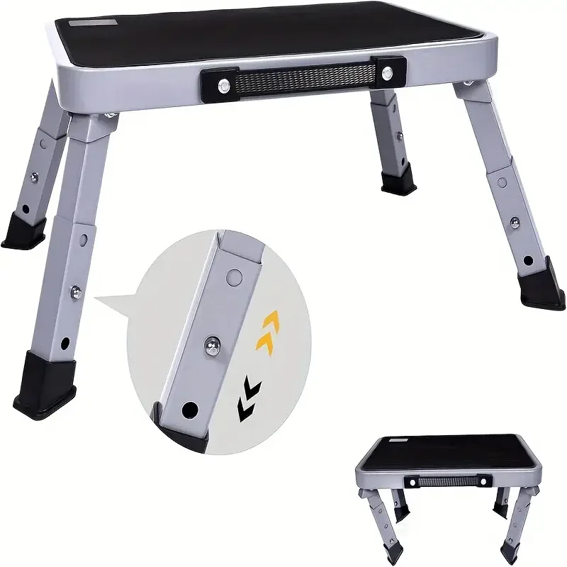 Stainless Steel Folding Ladder - Suitable for RV, Adjustable Height, Durable and Portable, Non-Slip Surface,