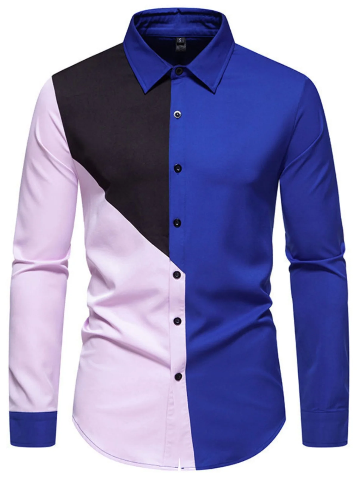

Slim Fit Long Sve irt для мужчин Color Blo Design Ice Silk Youthful Sle Autumn Faion Gentle een Роман Полиэстер
