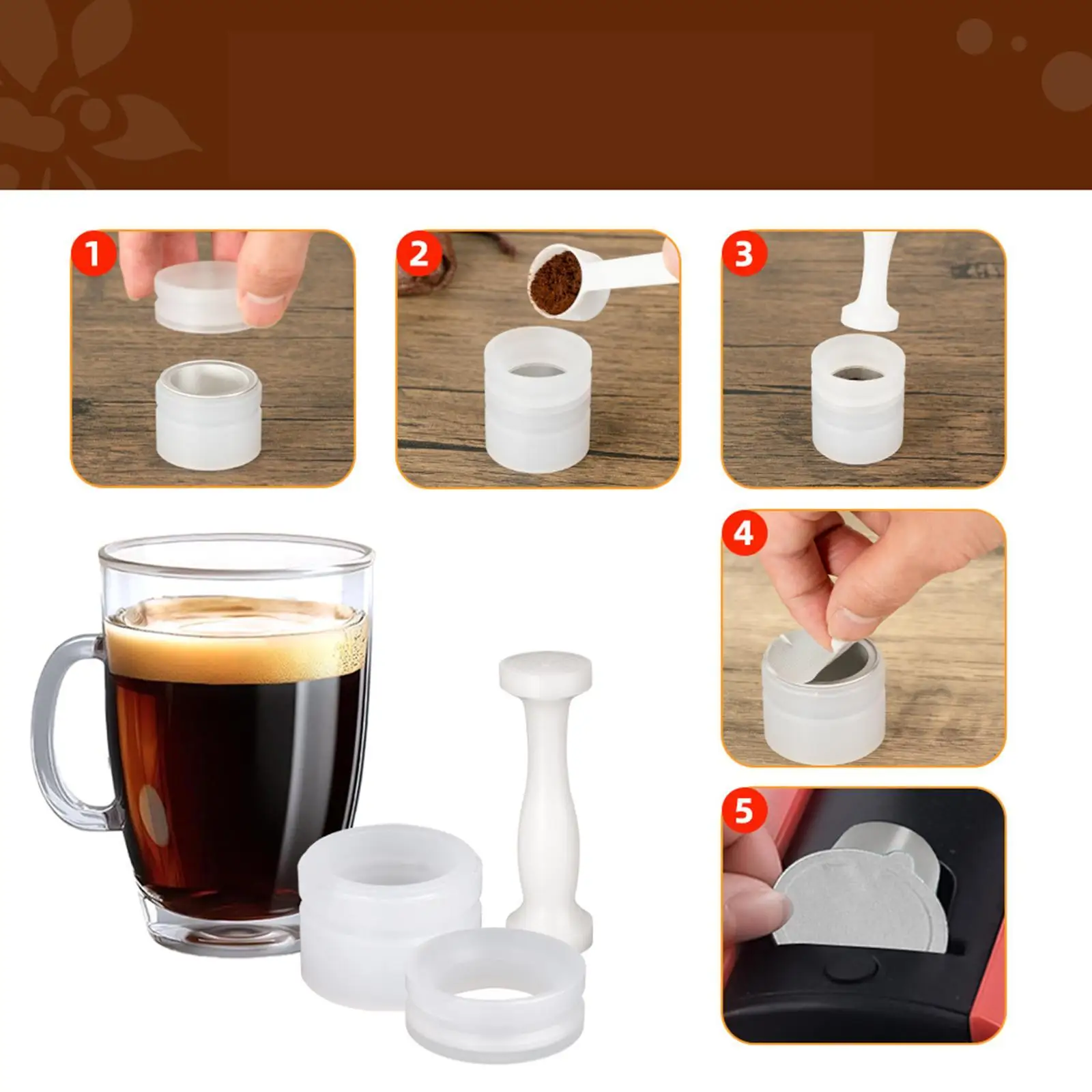 

Filling Tool Set Stable Universal Portable Easy to Clean Reusable Espresso Tamper Set for Restaurant Kitchen Office Living Room