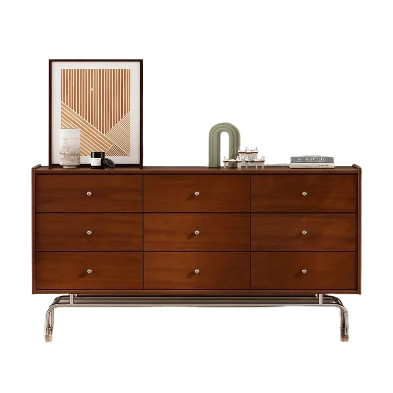 

American medieval solid wood nine-chest cabinet, bedroom, bedside storage drawer, storage side cabinet