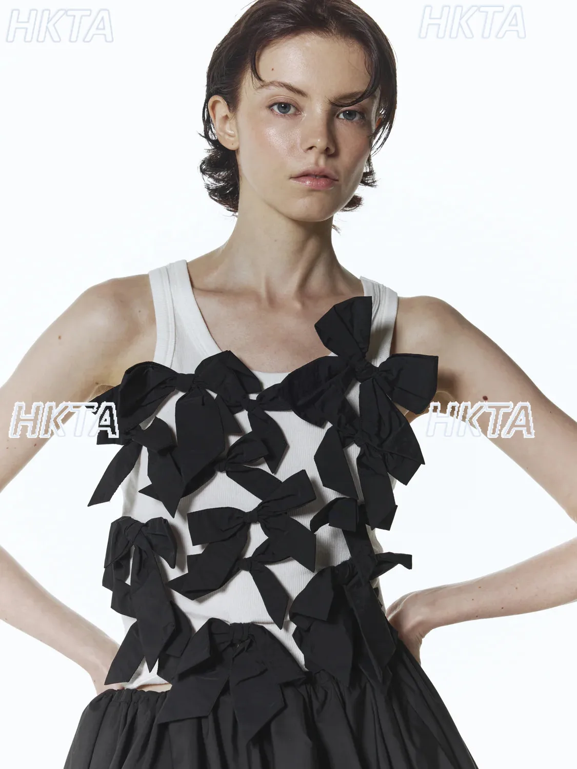 Japanese Sweet Girl Bowknot Camisole Vest New Summer Stretchy Figure-hugging Cropped Knit Tank Top Women Girls Y2k Tops
