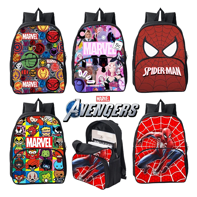 Marvel Heroes Spiderman Student School Bag Supplies Avengers Movie Anime Cartoon Print Kids Backpack Trendy Travel Knapsack Gift