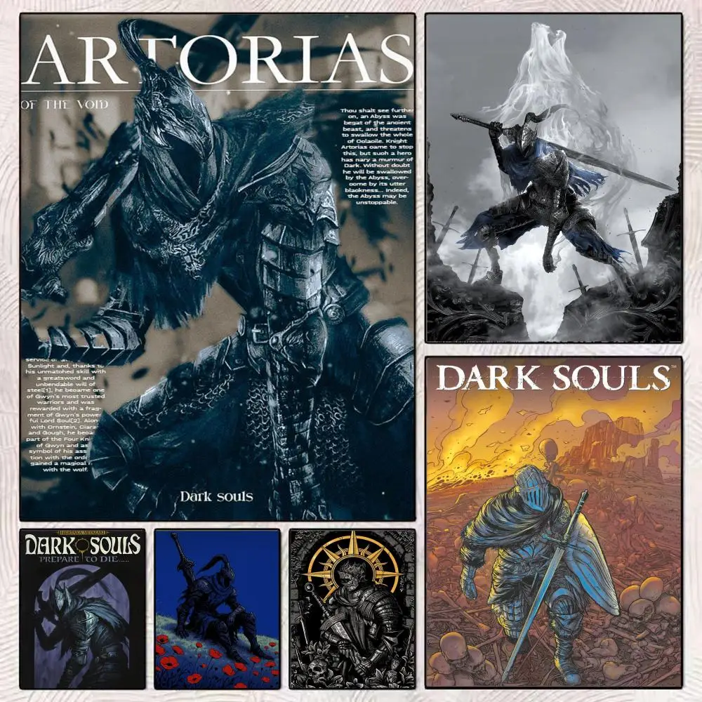 D-Dark Souls Hot Game Poster HD Art Mural Wallart Poster for Home Room Decoration DIY Vintage Print Decor