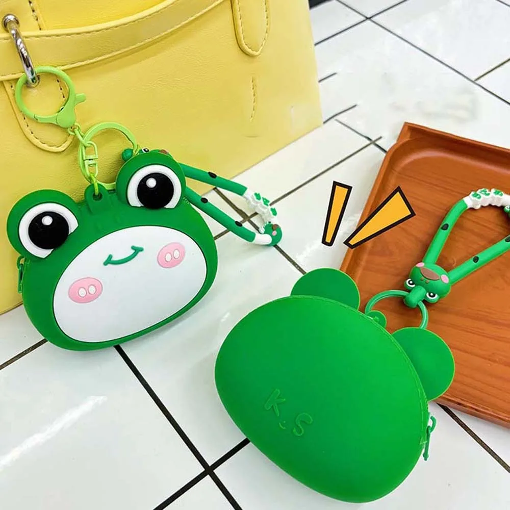 

Shopping Portable Hamburger Coin Purse Key Ring Hot Dog Green Frog Storage Bag Mini Waterproof Cartoon Silicone Wallet School