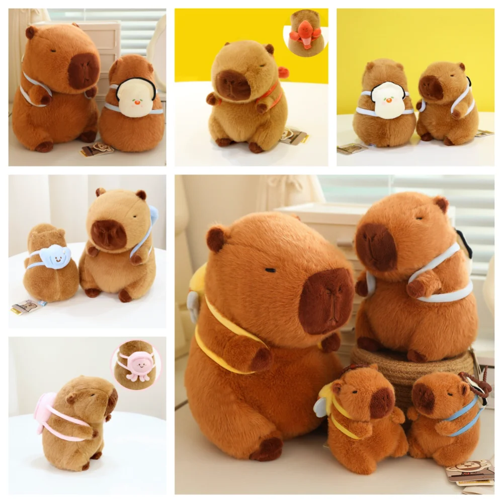 Pretty Capybara Plush Doll Cute Lobster Backpack Anime Fluffy Toy Octopus Bag Soft Capibara Stuffed Animals Birthday Gifts