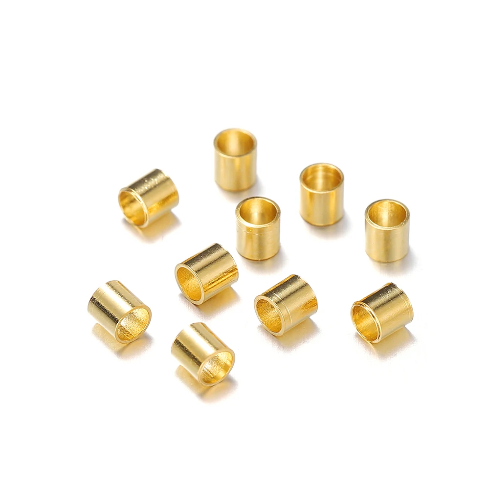 100 teile/los 1 1,5 2mm Gold Farbe Edelstahl Rohr Halskette Lederband Perlen Ende Perlen Für DIY Schmuck Machen zubehör