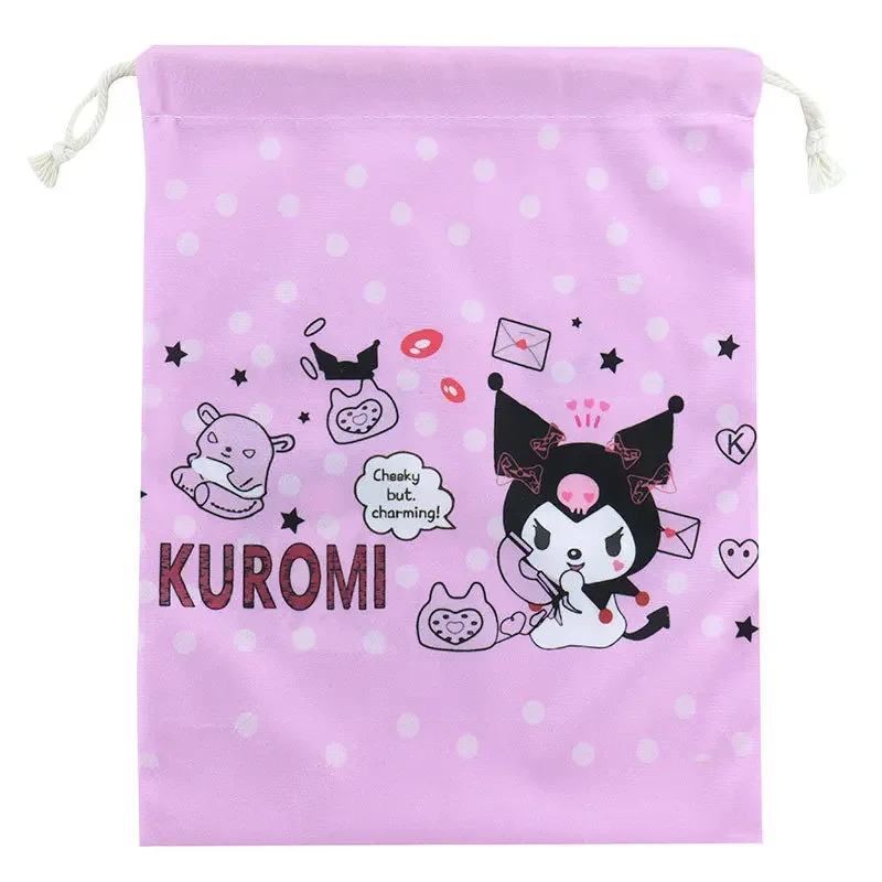 Sanrio Cinnamoroll borsa con coulisse Cute Anime Kuromi Party Gift Storage Bag Portable Women Cosmetics Wash Bag Toiletry Organizer