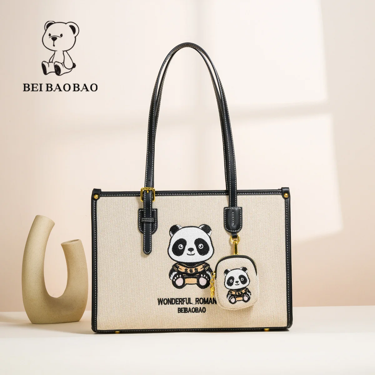 Beibaobao 2024 Summer New Trendy Cartoon Single Shoulder Tote Bag Commuter Texture Large Capacity Women\'s Bag