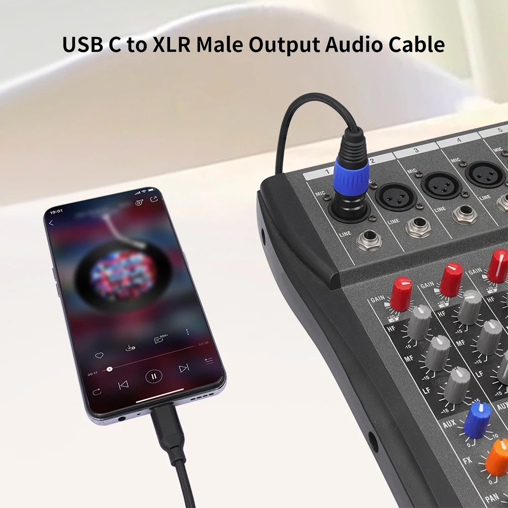 

USB Type C To XLR Male Output Cable Plug and Play Type C To XLR Male Output Stereo Cord for Amplifier Speaker Mixer Console