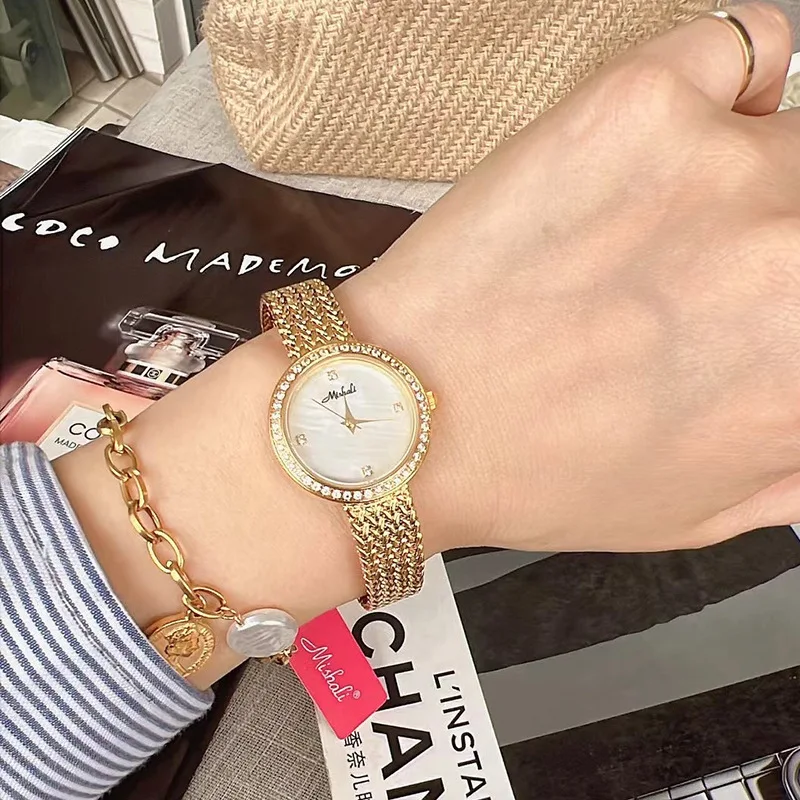 New Gold Ladies Steel Belt Watch Women's Simple Automatic Trend Fashion Classic Waterproof Luxury Quartz Watch Birthday Gift