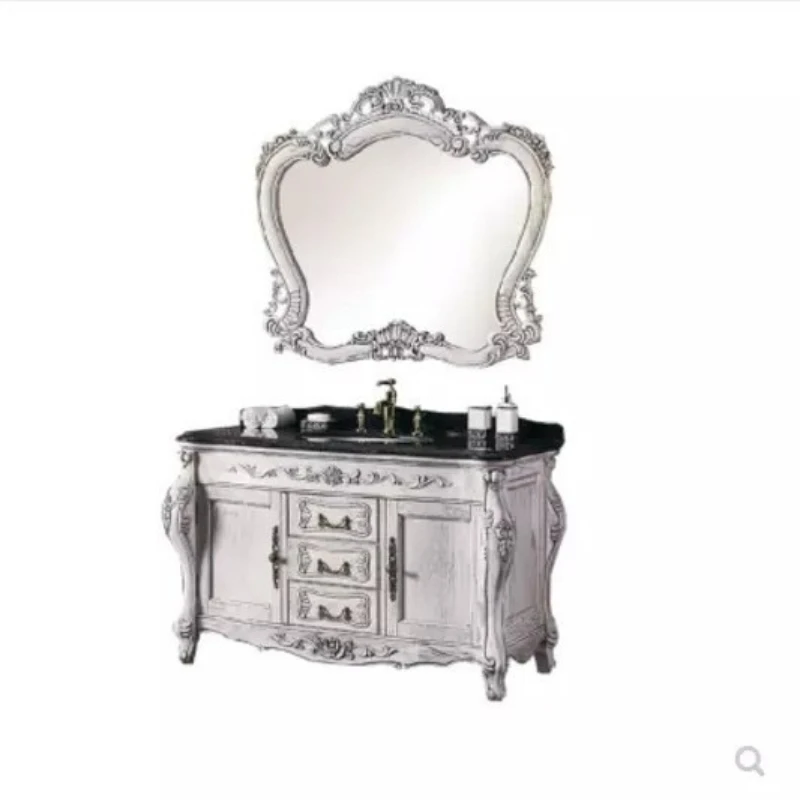 

Шкафы для ванной комнаты с твердой резьбой Европейские шкафы для ванной комнаты Напольная комбинированная мебель для дома в частичном устройстве ZY50YSG