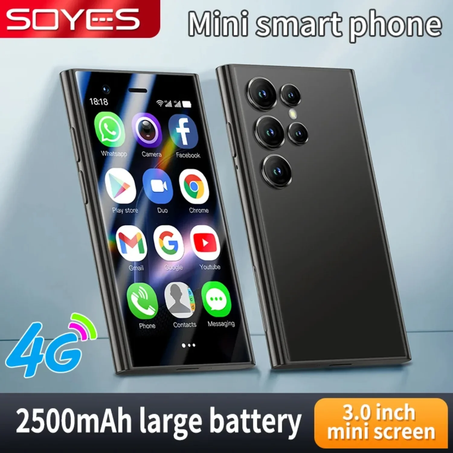 SOYES S24 Pro Max 4G Mini Smartphone Android 8.1 Dual SIM Standby 3 polegadas HD 2GB + 16GB 2500mAh Carregadores de vários países