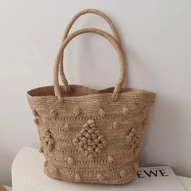 

NEW Summer Women Large Capacity Shoulder Bag Raffia Straw Basket Handbag Fashion Female Luxury Designer Beach Bag Shopper Tote