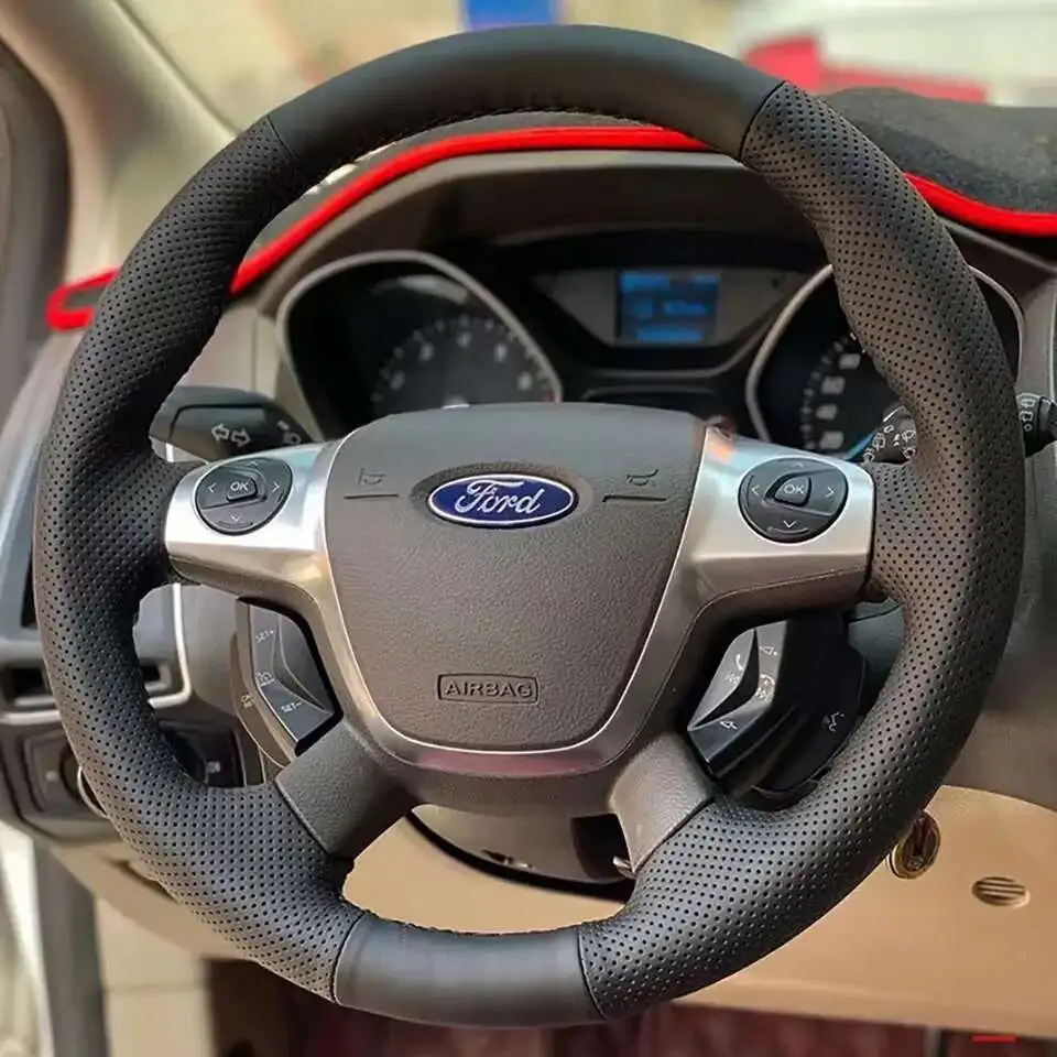 For Ford Focus 3 2012 C-MAX 2011 KUGA Escape 2013-2016 Car Accessories Car Steering Wheel Cover Braid Artificial Leather