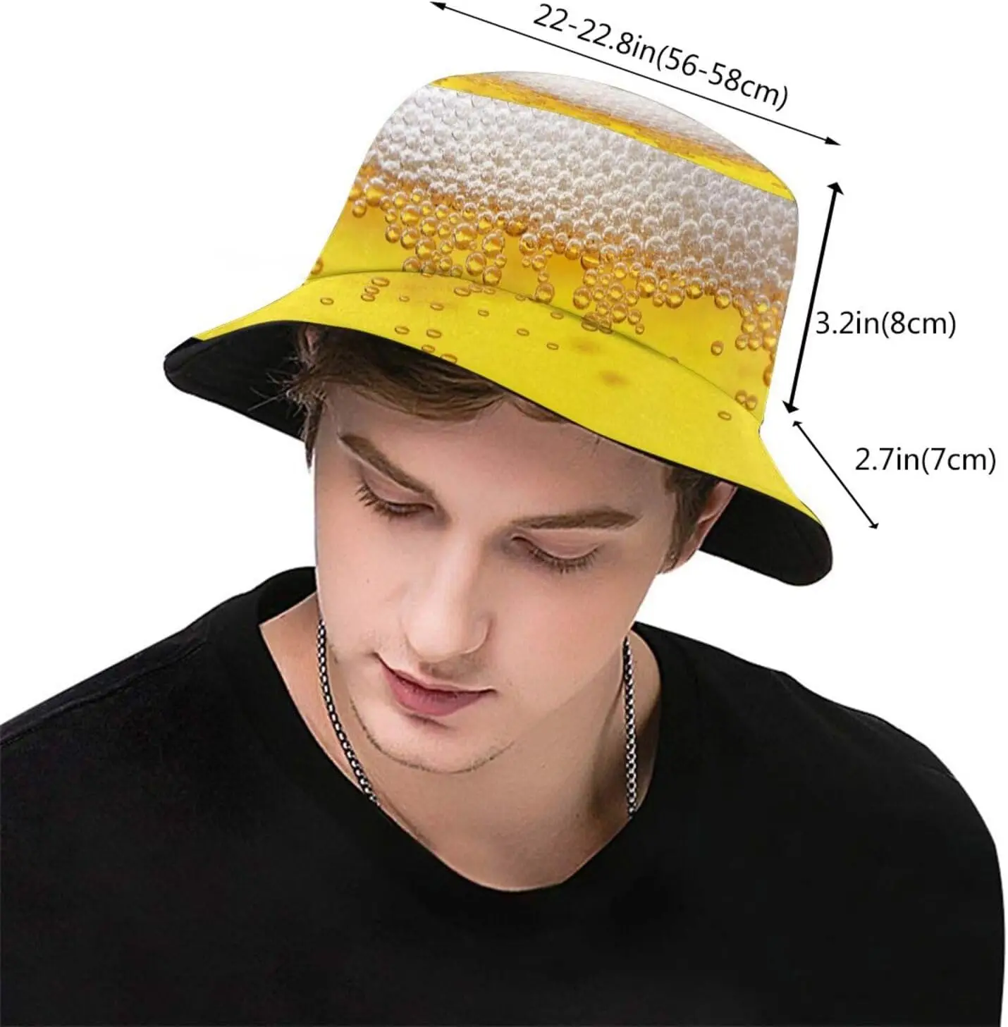 Funny Beer Food Pattern Bucket Hat for Women Men Packable Cute Fisherman Cap Beach Sun Hat for Summer Outdoor